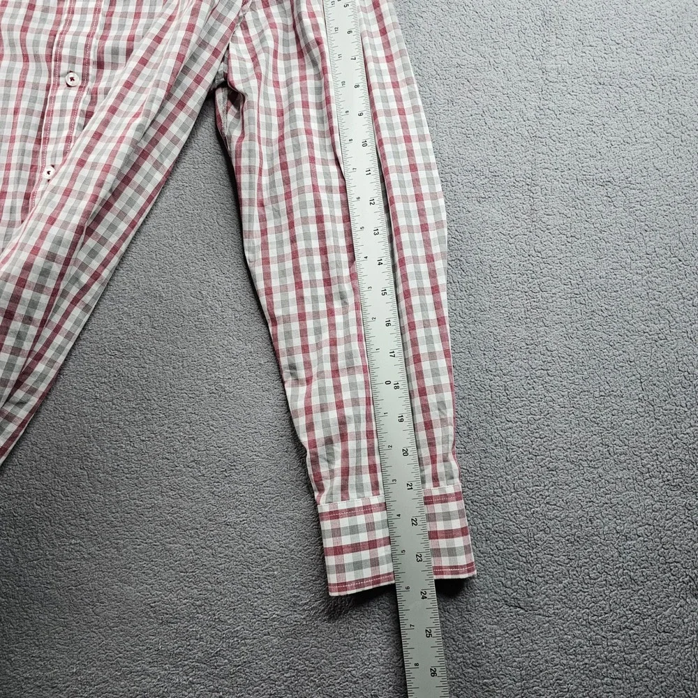 Nick Graham Dress Shirt Men's L Red Gray Gingham Modern Fit Collared Button Down